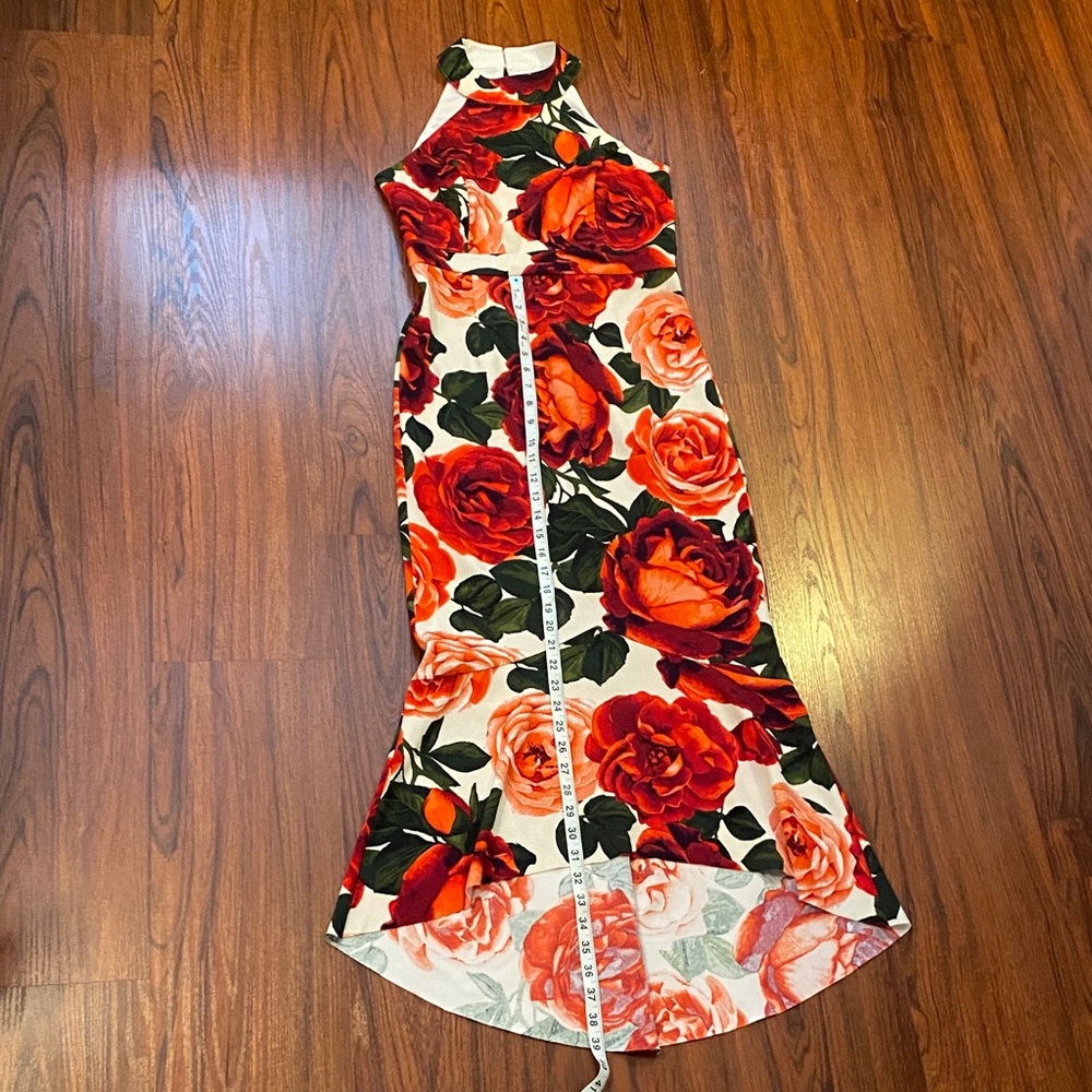 Enfocus Studio Floral Halter Maxi Dress Size 4 Red Roses Mermaid Style - Picture 7 of 10